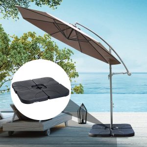 Base para guarda-sol 60Lt para suporte e fixação – Preto Plástico – 50x50x7.5cm