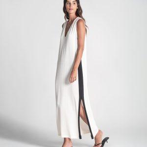 Vestido C/ Contrastes / Abertura Lateral