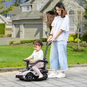 2 em 1 Carro Andador para Crianças 12-36 Meses Lamborghini Essenza SCV2, Carro Andador com Buzina, Guiador e Grade de Segurança Removível 86,5x40x89,5cm Branco e Preto