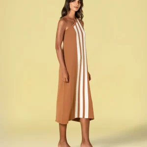 Vestido Comprido Riscas 1 Ombro