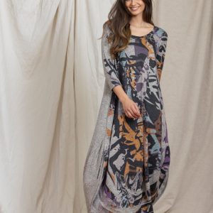 Vestido Ovo Mesclado Abstrato