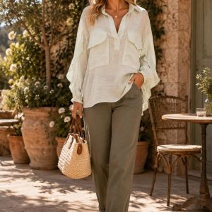 Túnica / Camisa Farfalle C/ Tachas Bolsos