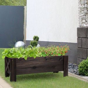 Canteiro de flores em madeira para jardim com pernas, Castanho