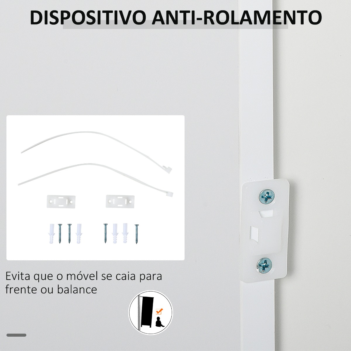 Armário Auxiliar com 2 Portas, 2 Gavetas e Prateleira Ajustável para Sala de Estar, 79x36x74cm, Cor Branco - Image 8
