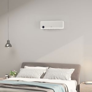 Aquecedor Cerâmico de Parede 1000W/2000W c/Tela LED Temporizador de 12h Termostato e Proteção contra Superaquecimento 56×18,5×11,7cm Branco