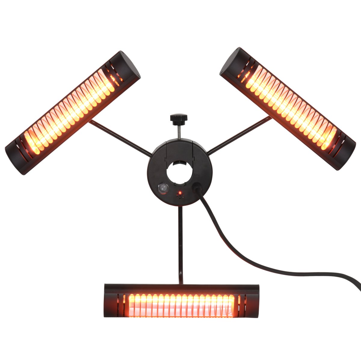Aquecedor Elétrico de Exterior com 3 Painéis 1000W Aquecedor de Infravermelhos com Comando, Proteção IPX5, Liga de Alumínio para Guarda Sol Pérgola 87x75x22cm Preto - Image 3