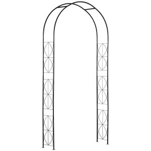Arco de Jardim Metal Decorativo com Desenho Treliça para Plantas Trepadeiras Decoração Pátio Terraço 114x30x230 cm Preto