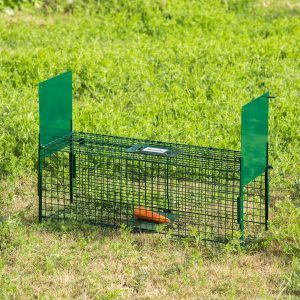 Armadilha para Animais Vivos com Porta e Alça de Transporte 80x25x30cm Verde Escuro
