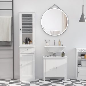 Armário Alto para Casa de Banho 40x27x171,5cm Branco