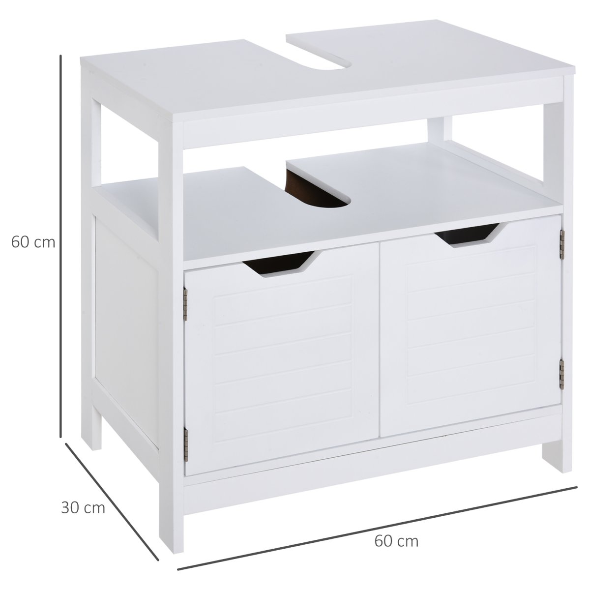 Armário Sob Lavatório, 60x30x60 cm Branco - Image 4