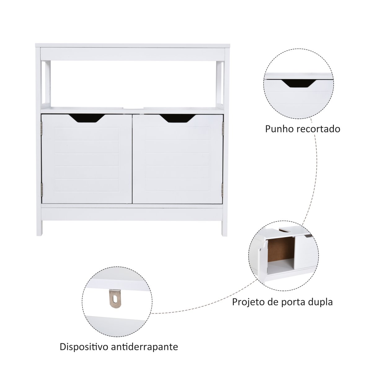 Armário Sob Lavatório, 60x30x60 cm Branco - Image 7
