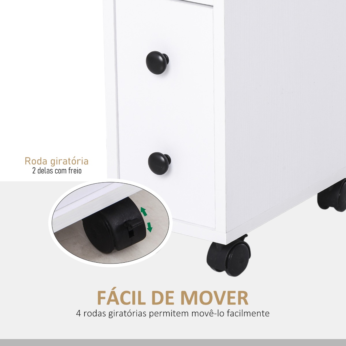 Armário de Casa de Banho Móvel, 18x30x68,5cm, Branco - Image 6