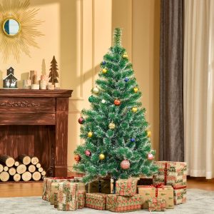 Árvore de Natal Artificial 150cm com 416 Ramos e Suporte de Metal Árvore de Natal para Decoração de Interior Ø75×150 cm Verde