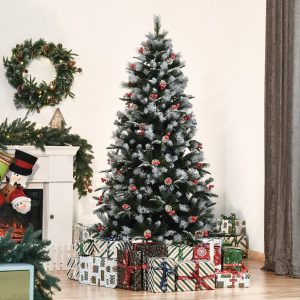 Árvore de Natal Artificial 180cm com 678 Ramas 53 Pinhas e 53 Frutinhas