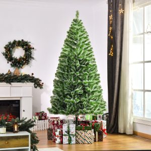 Árvore de Natal Artificial 210cm com 968 Ramos e Suporte de Metal para Decoração de Interior Ø100×210 cm Verde