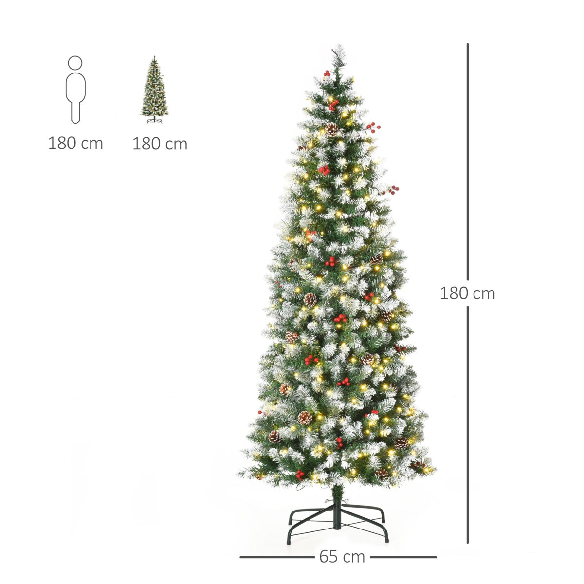 Árvore de Natal Nevada Artificial 180cm com 300 Luzes LED e 618 Ramos - Image 4