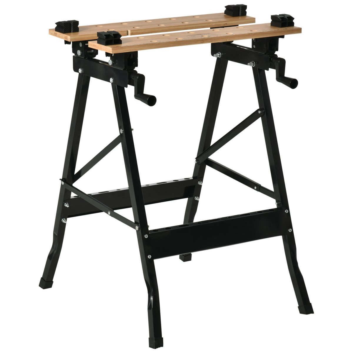 Bancada de Trabalho Dobrável Portátil Carga Máx. 150kg 63,5x60x5x78cm Madeira Natural e Preto - Image 3