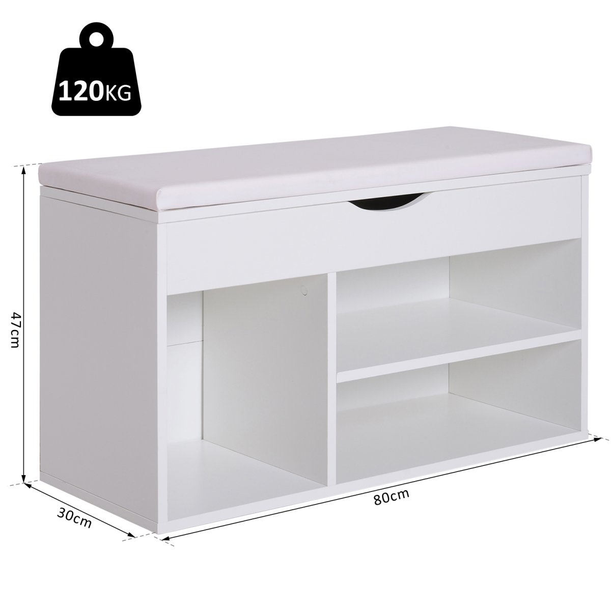 Banco Zapatero com Gaveta e Prateleira – Medidas 80x30x47cm - Image 4