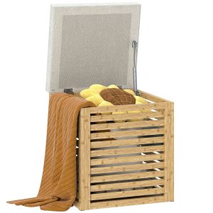 Banco com Armazenamento para Dormitório 40x40x47 cm Cinza e Madeira