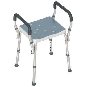 Banco de Duche com Altura Ajustável, Antiderrapante Carga 150 kg 52x45x57-69 cm Azul