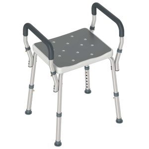 Banco de Duche com Altura Ajustável, Antiderrapante Carga 150 kg 52x45x57-69 cm Cinza