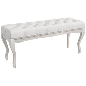 Banco de Estilo Vintage para Dormitório 110x37x49 cm Creme