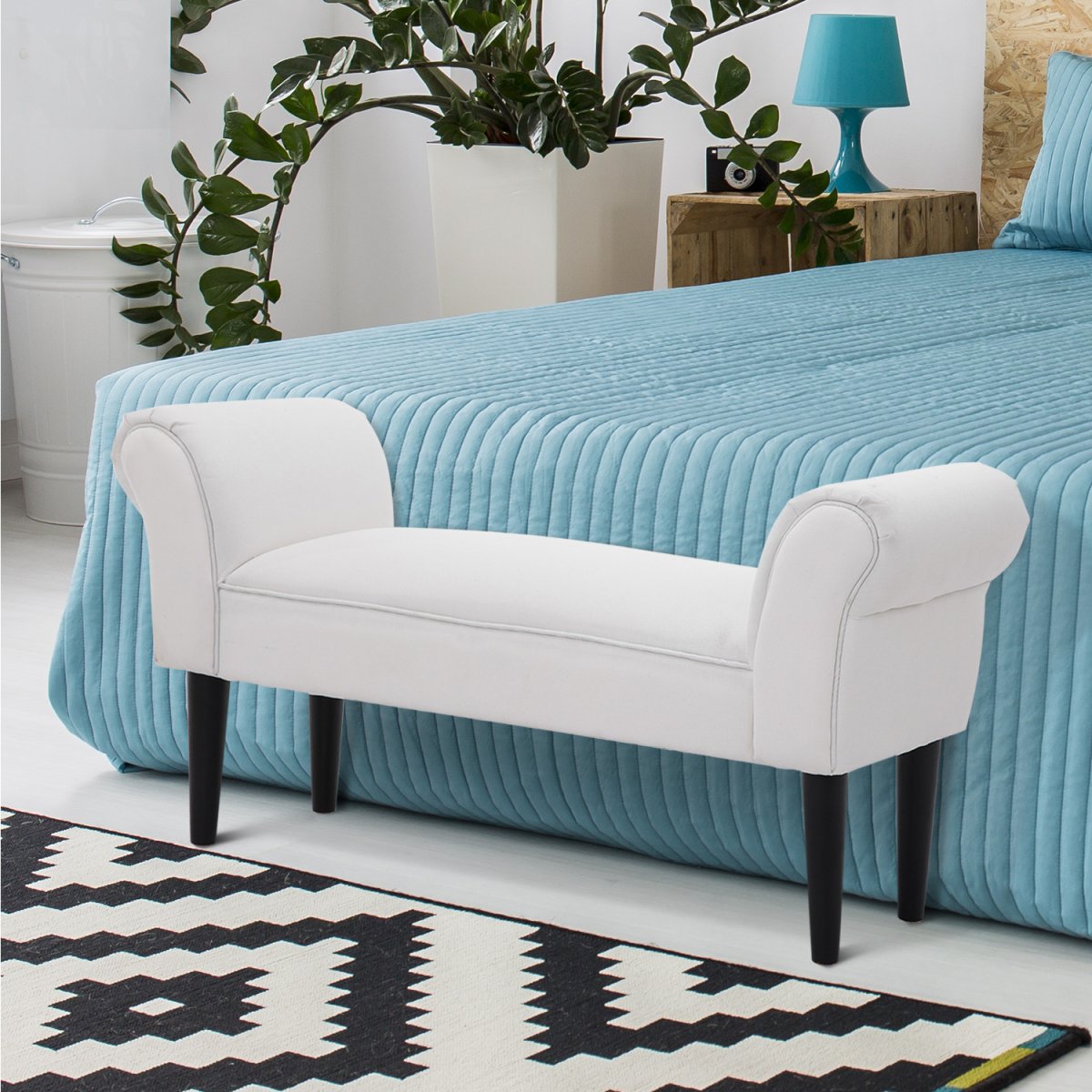 Banco para Pé de Cama Branco – Medidas 102x31x51cm