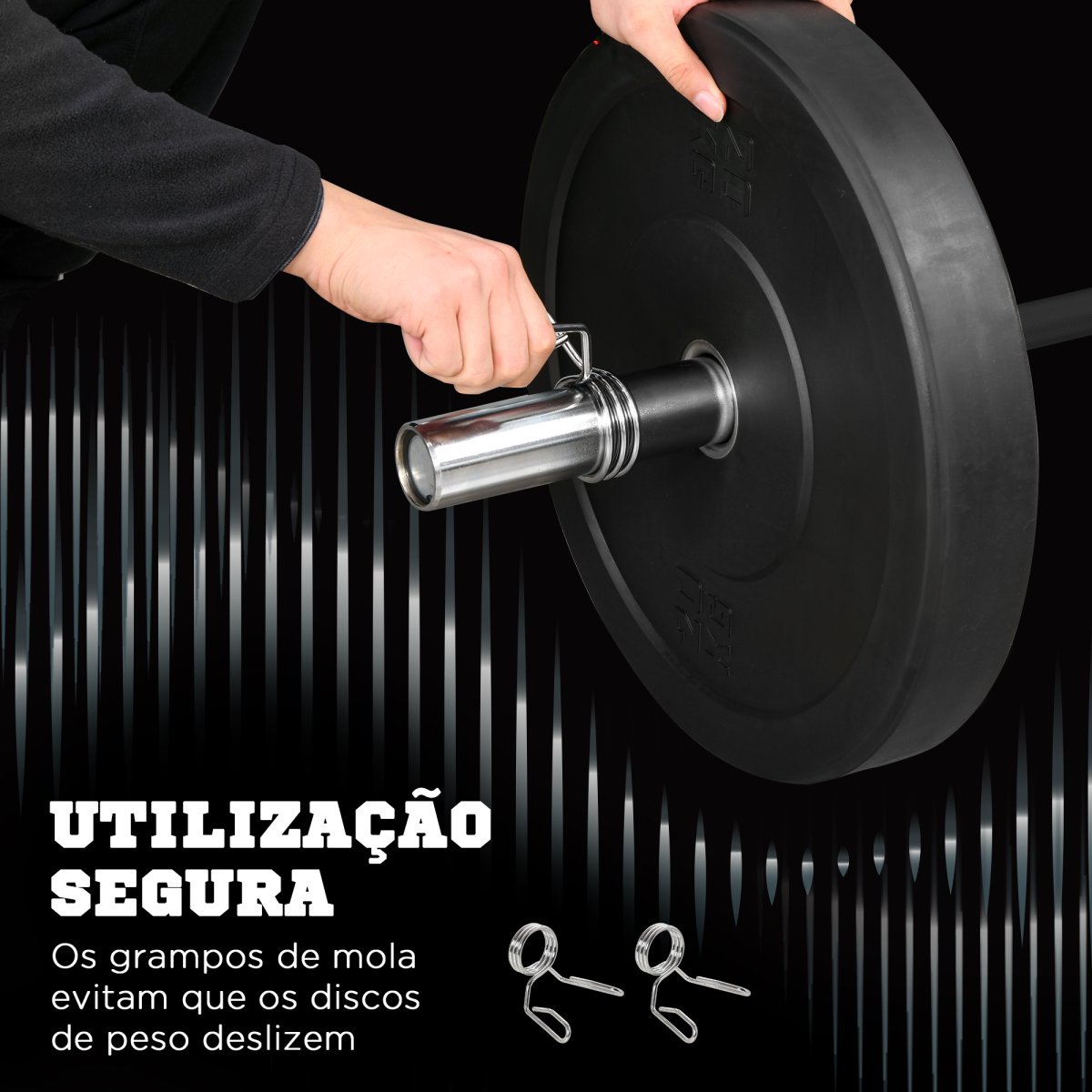 Barra de Pesos de Aço180 cm Ø50 mm com 2 Grampos Carga 200 kg - Image 7