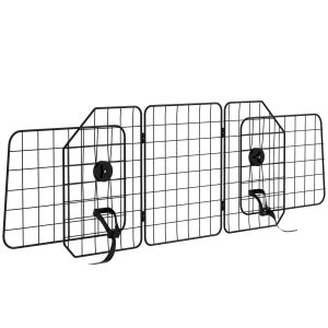 Barreira Protetora de Carro para Cães com Largura Ajustável Grade Dobrável Aço 93-150×42 cm Preto