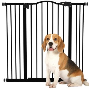 Barreira de Segurança para Cães com Extensões para Escadas e Portas Preto