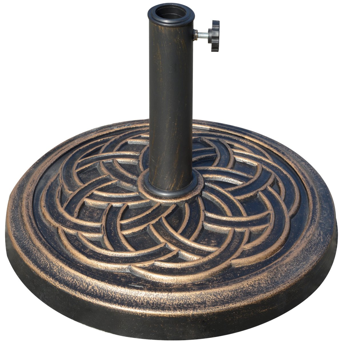 Base Guarda Sol de Jardim Redondo para Mastros de 38mm/48mm em Resina e Aço para Exterior Ø45x33cm Bronze - Image 3