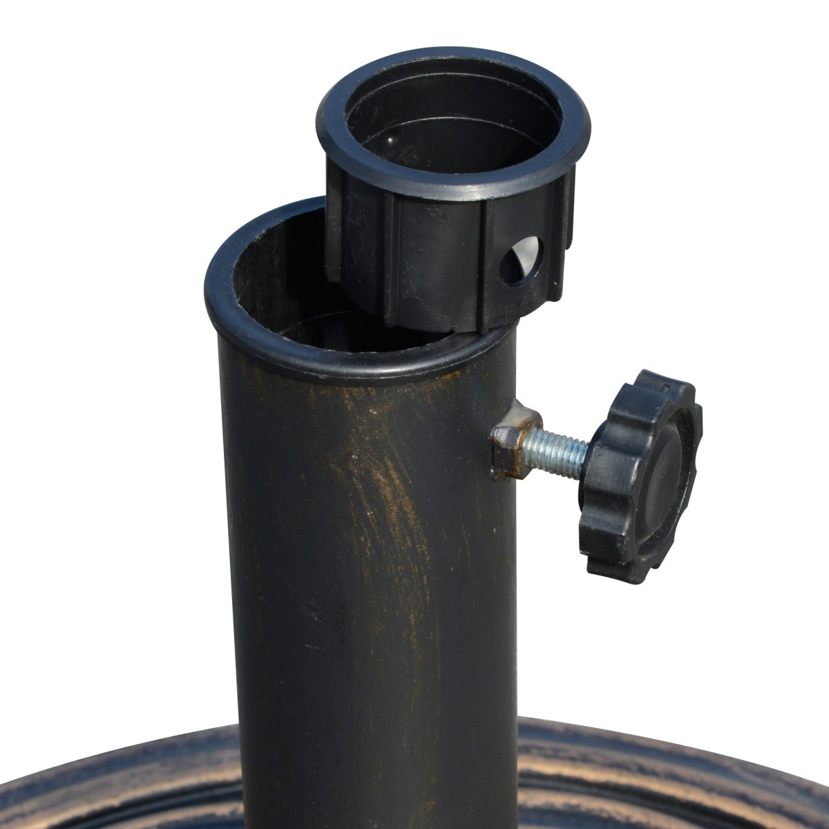 Base Guarda Sol de Jardim Redondo para Mastros de 38mm/48mm em Resina e Aço para Exterior Ø45x33cm Bronze - Image 5