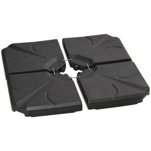 Base para Chapéu de Sol de 4 Peças Recarregável com Areia 72 kg ou Água 56 kg Preto