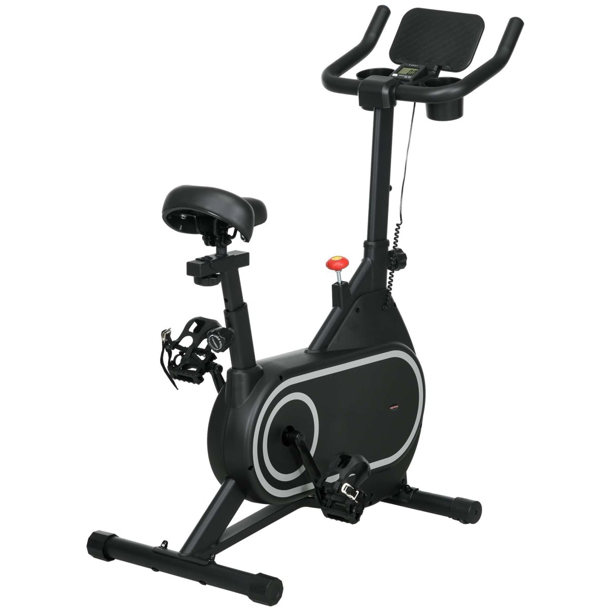 Bicicleta Estática com Ecrã LCD e Porta Garrafa 93×48,5×102-112 cm Preto