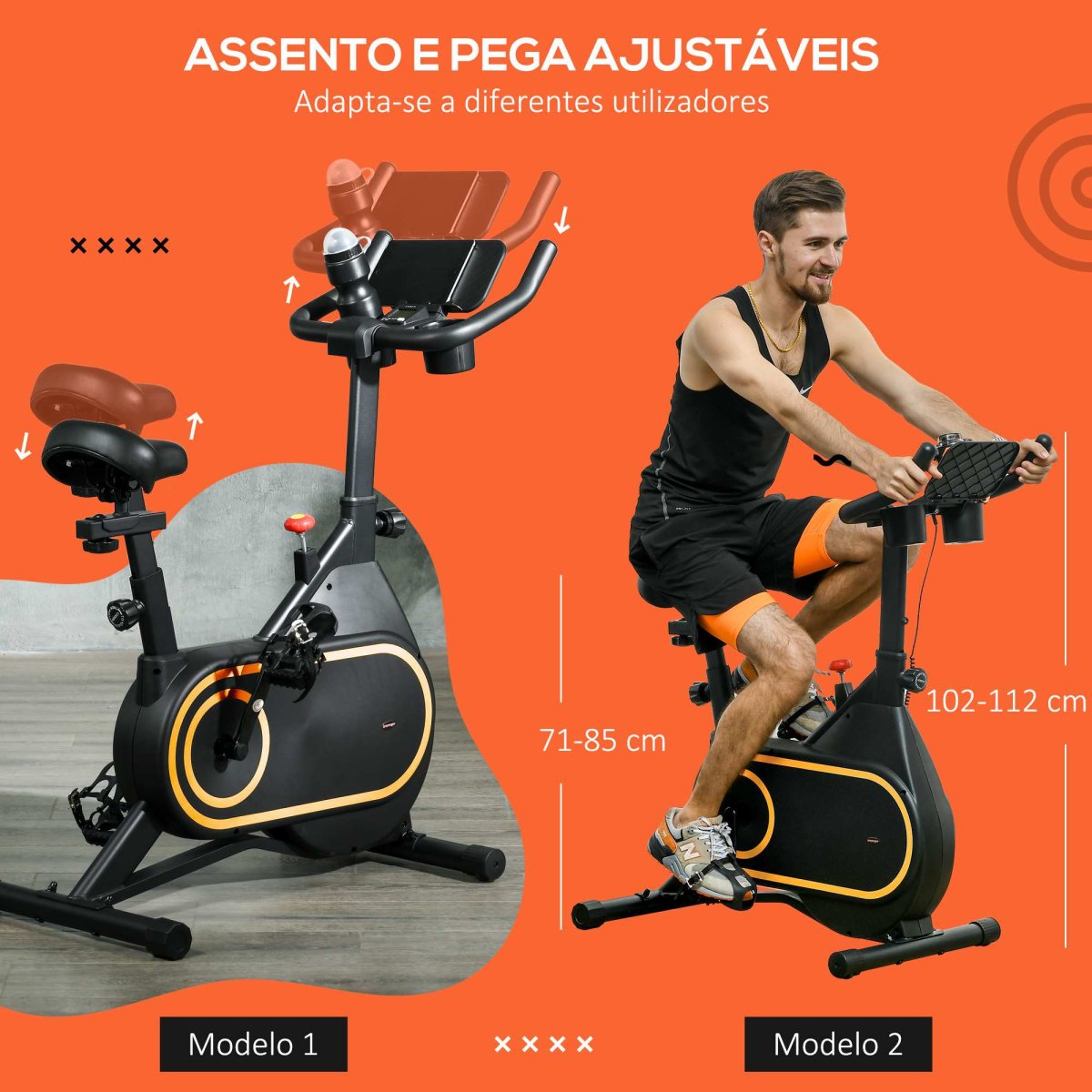 Bicicleta Estática com Ecrã LCD e Porta Garrafa 93×48,5×102-112 cm Preto - Image 7