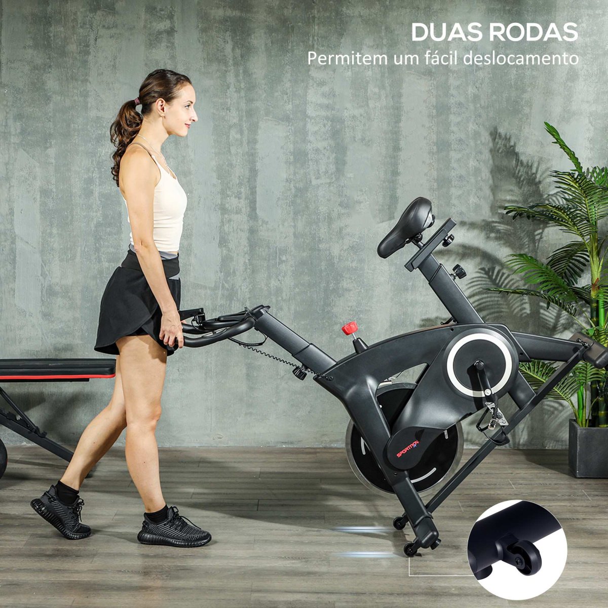 Bicicleta Estática com Volante de Inércia 108x53x111 cm Preto - Image 8