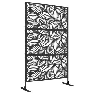 Biombo de Exterior Separador de Ambientes com 3 Peças e Estrutura de Aço Ecrã de Privacidade 122x45x198 cm