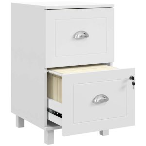 Bloco de Gavetas para Escritório Móvel Arquivador com Fechadura e Barras para Documentos A4 e Carta 40×41,5×67,5 cm Branco
