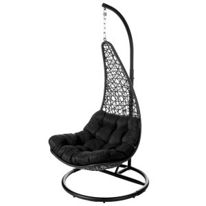 Cadeira Pendurada com Mastro em Vime 104x104x192cm, Cor Preto