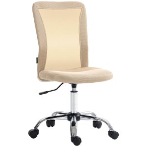Cadeira de Escritório de Malha com Altura Ajustável 43x56x90-100 cm Bege