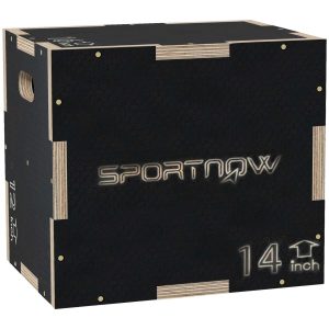 Caixa Pliométrica com 3 Alturas Diferentes de Saltos para Treino Força em Casa Escritório Ginásio CrossFit Carga 120 kg 40,5×35,5×30,5 cm Preto