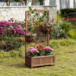 Caixa de Plantio com Suporte para Plantas Trepadeiras 60x30x122,5cm