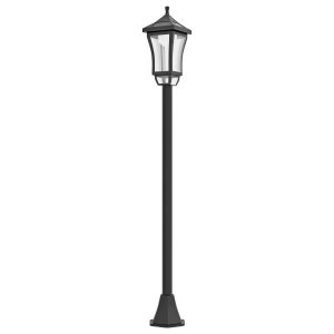 Candeeiro com Painel Solar Liga e Desliga Automaticamente para Exterior Pátio 15x15x127 cm Preto