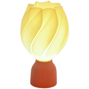 Candeeiro de Mesa de Cabeceira com Ecrã de Impressão 3D com Desenho de Pétalas com Luz Quente para Quarto Sala de Estar Ø16,5×28 cm Branco
