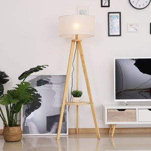 Candeeiro de Pé Moderno Base de Tripé Inoxidável 154cm