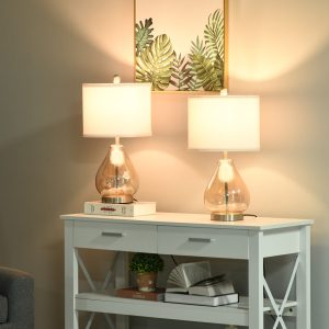 Candeeiros de Mesa com Ecrã de Linho, Suporte para Lâmpada E27 Máx. 40W Ø30x56cm