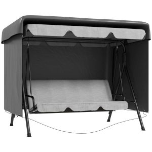 Capa Protetora para Baloiço de Jardim de 3 Lugares 215x155x150 cm Impermeável e com Fecho de Corre Cinza Escuro