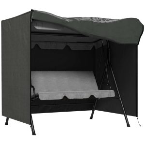 Capa para Móveis de Jardim e Baloiços de Exterior com Fecho de Correr 177x114x152 cm Cinza Escuro