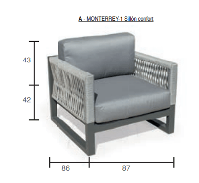 Conjunto de exterior para Jardim Monterrey, 1 sofá 2 poltrona e 1 mesa, Resistente e durável - Image 5
