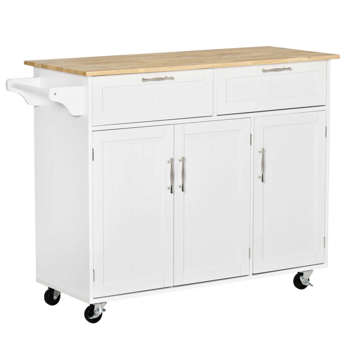 Carrinho de Cozinha com Rodas 121x46x91cm Branco e Madeira - Image 2